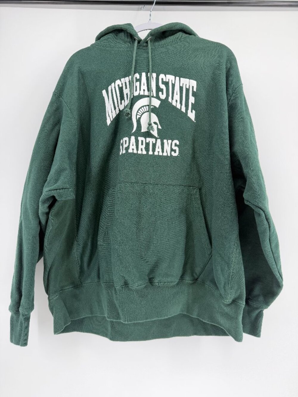 Vintage Champion Reverse Weave Michigan State Spartans Hoodie 2XL Green 90s MSU